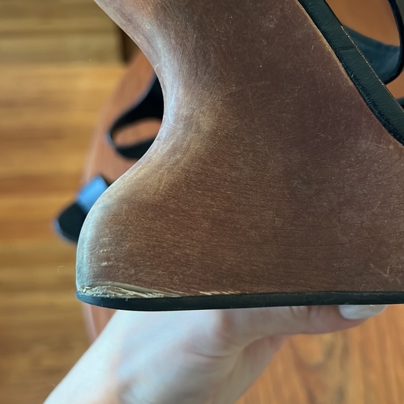 Luxury Rebel Leather Wooden Wedges size 8 - Picture 4 of 5